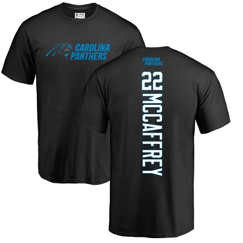 Carolina Panthers Men Black Christian McCaffrey Backer NFL Football #22 T Shirt->carolina panthers->NFL Jersey